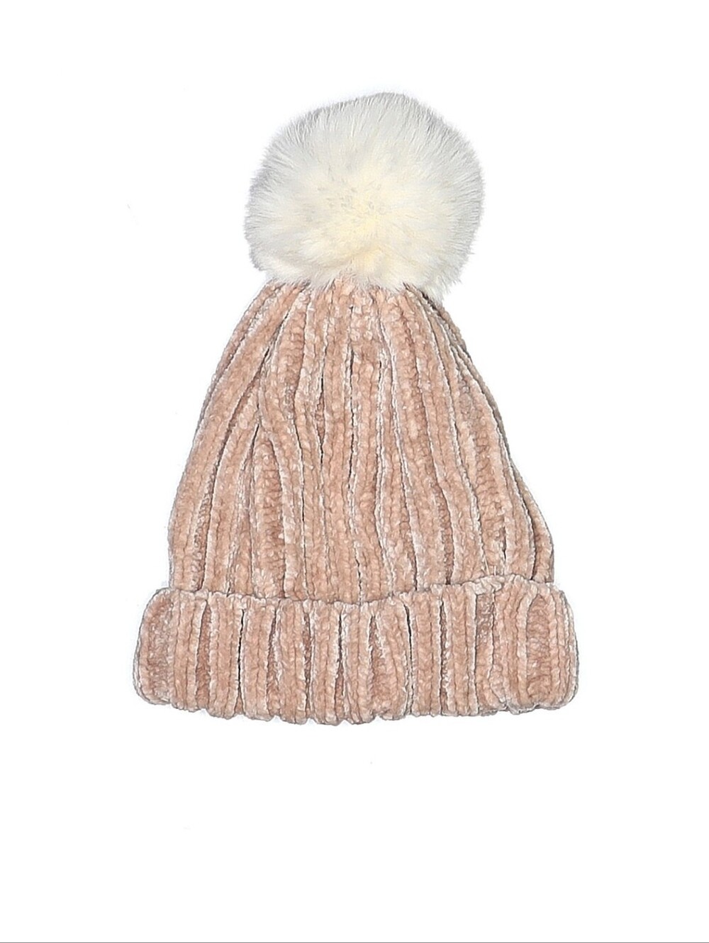 Pink Chenille Pompom Beanie GUC